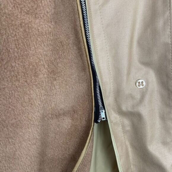 Retro London Fog Tan Belted Trench Coat Size 12 Reg Removable Hood - Picture 15 of 16